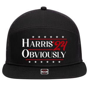 Harris. Obviously. A Vote For 2024 President Kamala Harris 7 Panel Mesh Trucker Snapback Hat