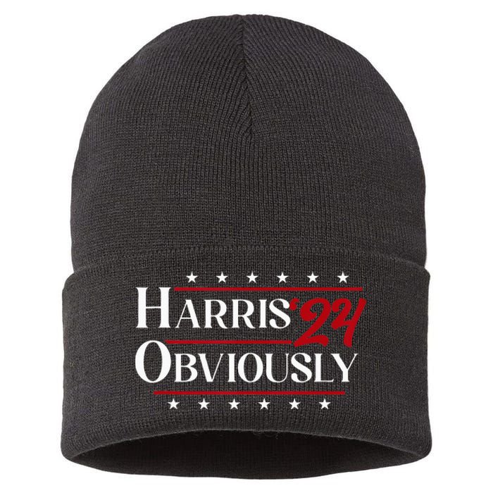 Harris. Obviously. A Vote For 2024 President Kamala Harris Sustainable Knit Beanie