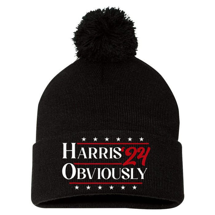 Harris. Obviously. A Vote For 2024 President Kamala Harris Pom Pom 12in Knit Beanie