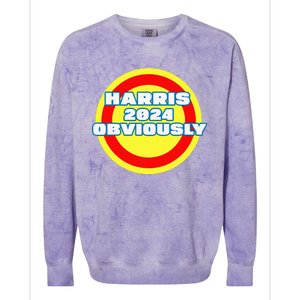 Harris. Obviously. A Vote For 2024 President Kamala Harris Colorblast Crewneck Sweatshirt