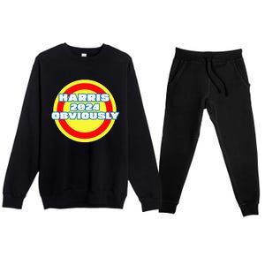 Harris. Obviously. A Vote For 2024 President Kamala Harris Premium Crewneck Sweatsuit Set