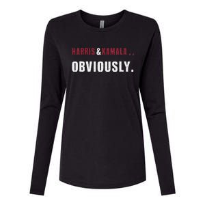 Harris. Obviously. A Vote For 2024 President Kamala & Harris Womens Cotton Relaxed Long Sleeve T-Shirt