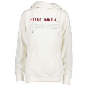 Harris. Obviously. A Vote For 2024 President Kamala & Harris Womens Funnel Neck Pullover Hood