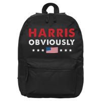 Harris. Obviously. A Vote For 2024 President Kamala Harris 16 in Basic Backpack