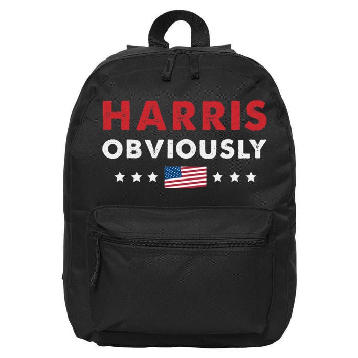 Harris. Obviously. A Vote For 2024 President Kamala Harris 16 in Basic Backpack