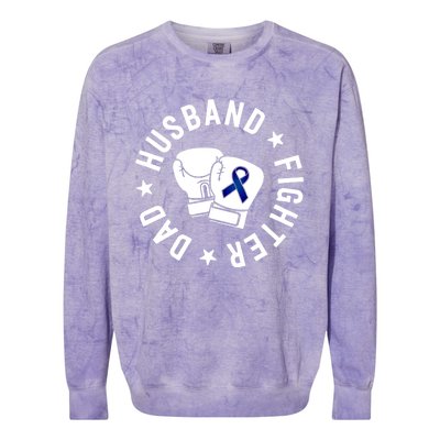 Husband Of A Warrior Blue Family Colon Cancer Awareness Great Gift Colorblast Crewneck Sweatshirt