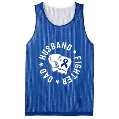 Husband Of A Warrior Blue Family Colon Cancer Awareness Great Gift Mesh Reversible Basketball Jersey Tank