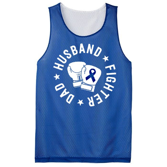 Husband Of A Warrior Blue Family Colon Cancer Awareness Great Gift Mesh Reversible Basketball Jersey Tank