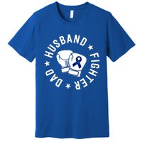 Husband Of A Warrior Blue Family Colon Cancer Awareness Great Gift Premium T-Shirt