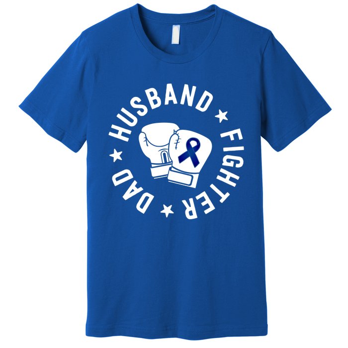 Husband Of A Warrior Blue Family Colon Cancer Awareness Great Gift Premium T-Shirt