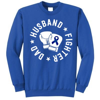 Husband Of A Warrior Blue Family Colon Cancer Awareness Great Gift Tall Sweatshirt