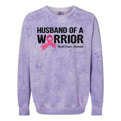 Husband Of A Warrior Breast Cancer Awareness Funny Gift Funny Gift Colorblast Crewneck Sweatshirt