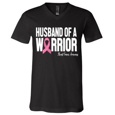 Husband Of A Warrior Breast Cancer Awanress V-Neck T-Shirt