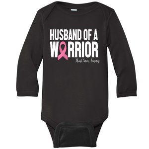 Husband Of A Warrior Breast Cancer Awanress Baby Long Sleeve Bodysuit