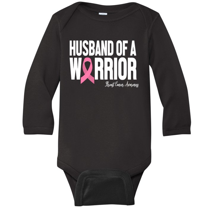 Husband Of A Warrior Breast Cancer Awanress Baby Long Sleeve Bodysuit