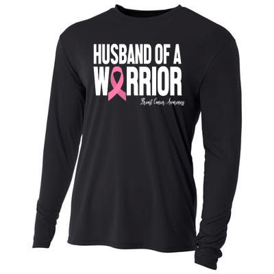 Husband Of A Warrior Breast Cancer Awanress Cooling Performance Long Sleeve Crew