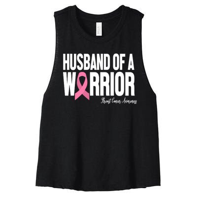 Husband Of A Warrior Breast Cancer Awanress Women's Racerback Cropped Tank