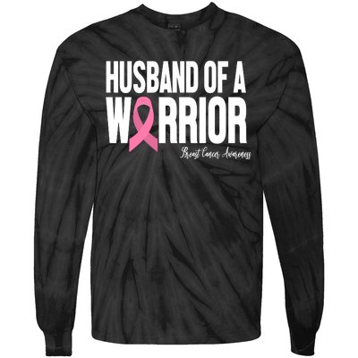 Husband Of A Warrior Breast Cancer Awanress Tie-Dye Long Sleeve Shirt