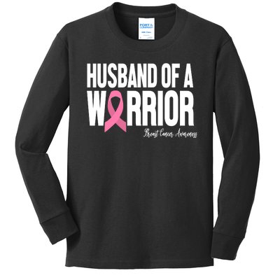 Husband Of A Warrior Breast Cancer Awanress Kids Long Sleeve Shirt