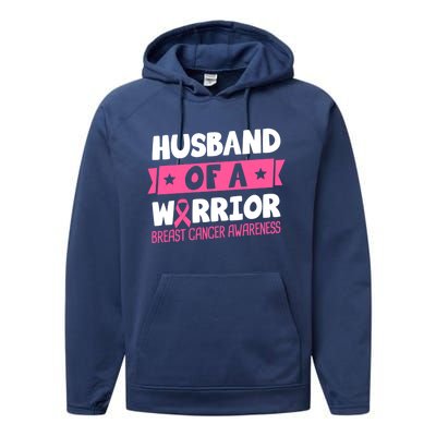 Husband Of A Warrior Breast Cancer Awareness Cool Gift Performance Fleece Hoodie