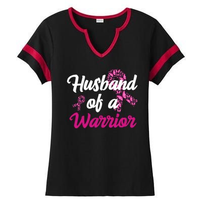 Husband Of A Warrior Breast Cancer Ribbon Ladies Halftime Notch Neck Tee