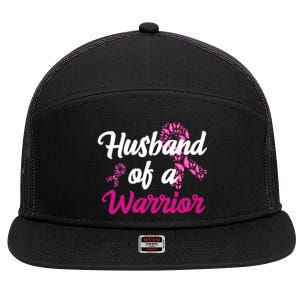 Husband Of A Warrior Breast Cancer Ribbon 7 Panel Mesh Trucker Snapback Hat