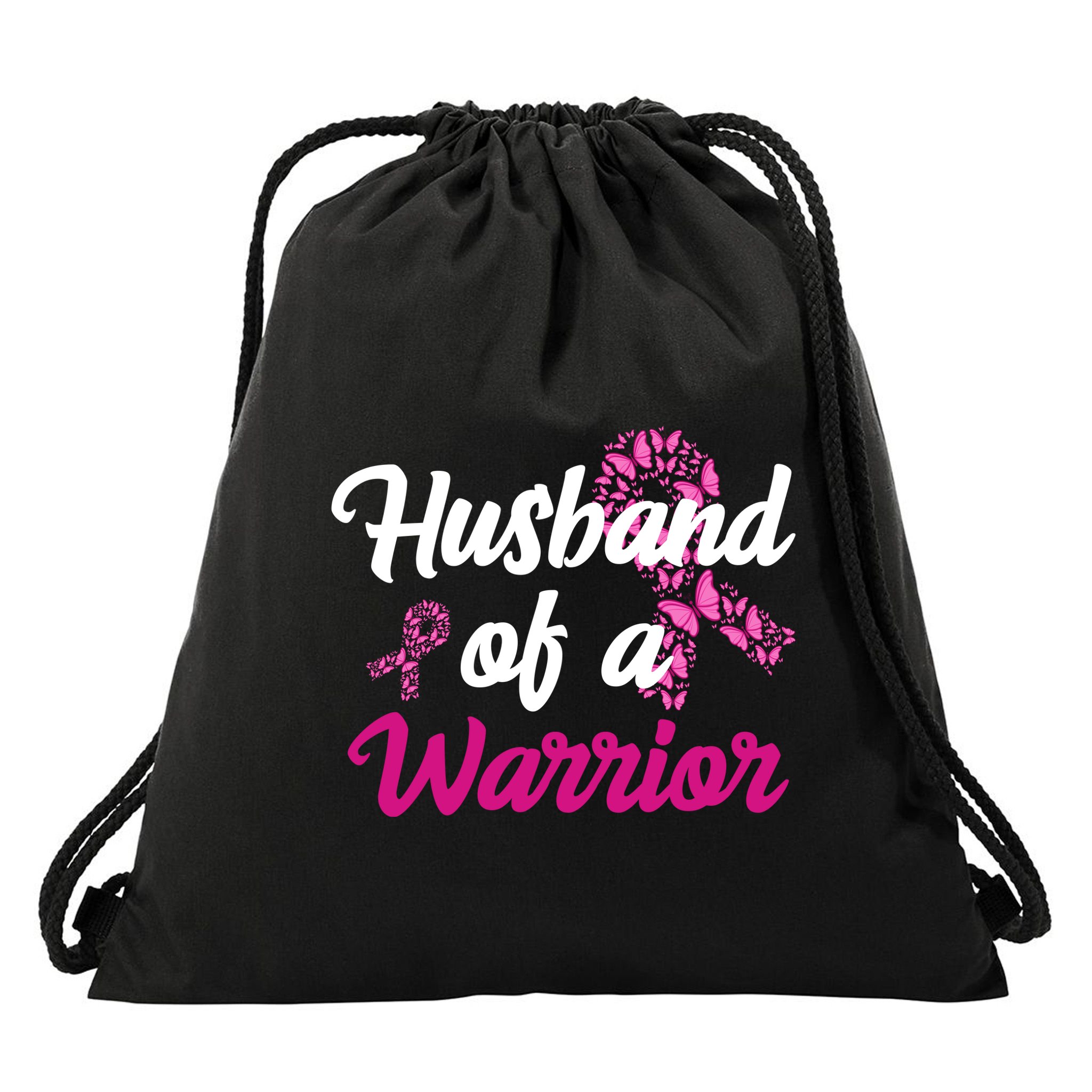 Husband Of A Warrior Breast Cancer Ribbon Drawstring Bag