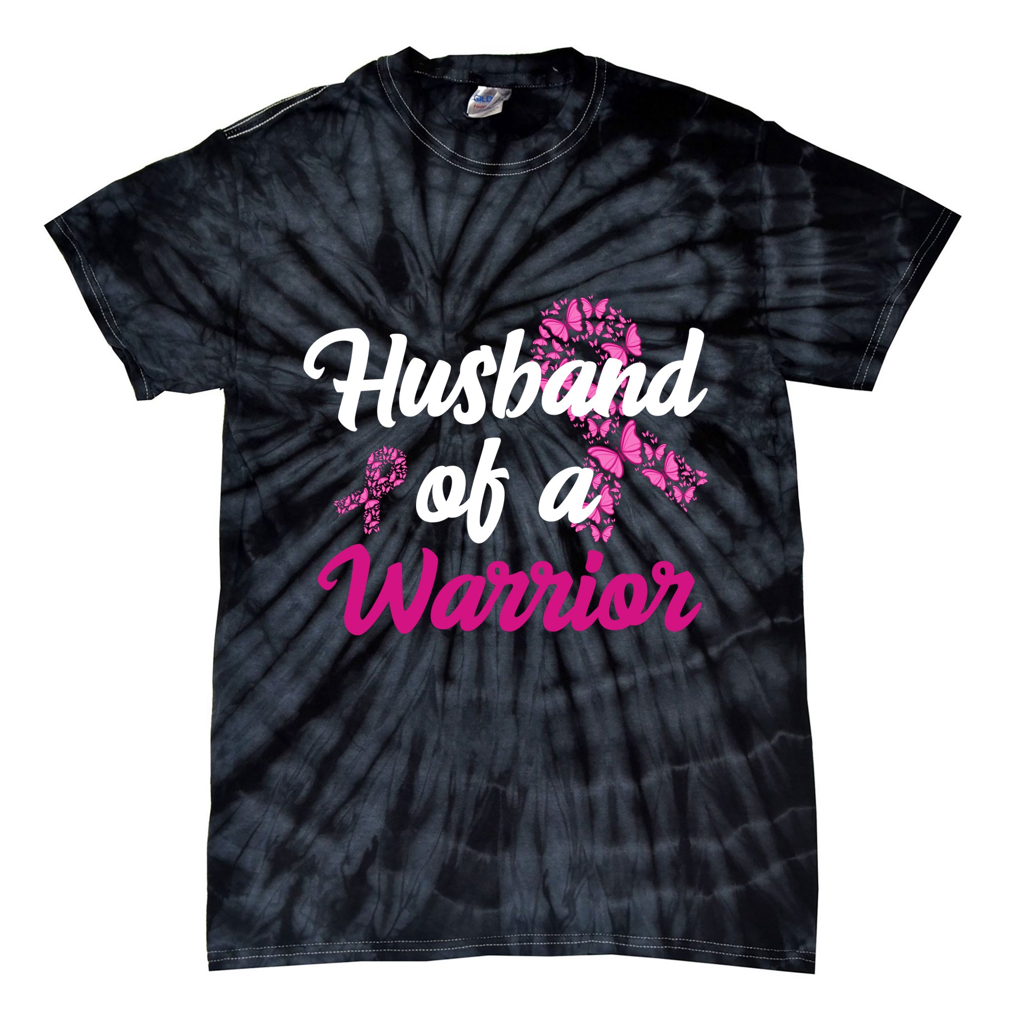 Husband Of A Warrior Breast Cancer Ribbon Tie-Dye T-Shirt