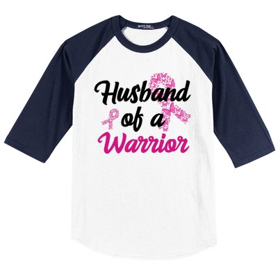 Husband Of A Warrior Breast Cancer Ribbon Baseball Sleeve Shirt