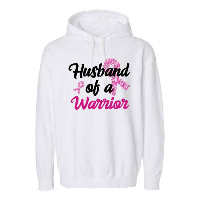 Husband Of A Warrior Breast Cancer Ribbon Garment-Dyed Fleece Hoodie