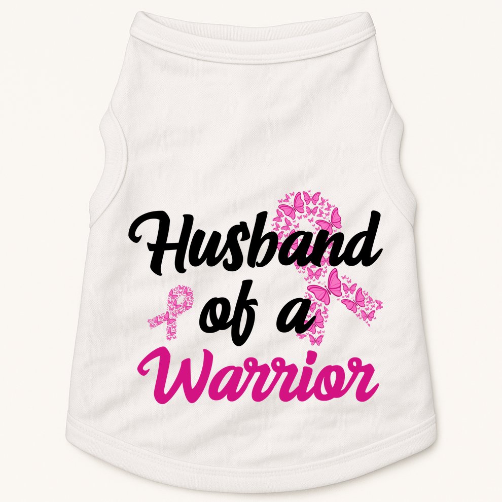 Husband Of A Warrior Breast Cancer Ribbon Doggie Tank