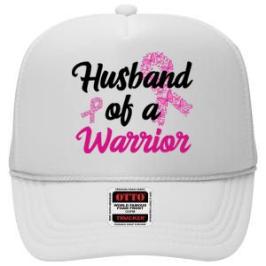 Husband Of A Warrior Breast Cancer Ribbon High Crown Mesh Back Trucker Hat