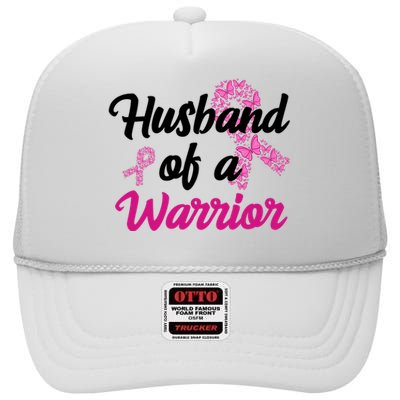 Husband Of A Warrior Breast Cancer Ribbon High Crown Mesh Back Trucker Hat