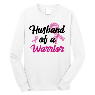 Husband Of A Warrior Breast Cancer Ribbon Long Sleeve Shirt