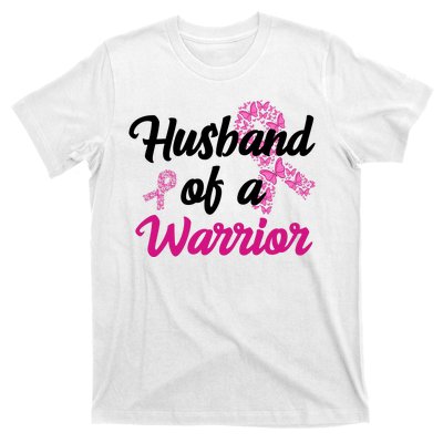 Husband Of A Warrior Breast Cancer Ribbon T-Shirt