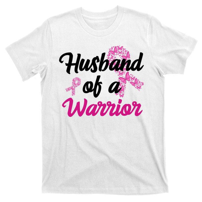 Husband Of A Warrior Breast Cancer Ribbon T-Shirt