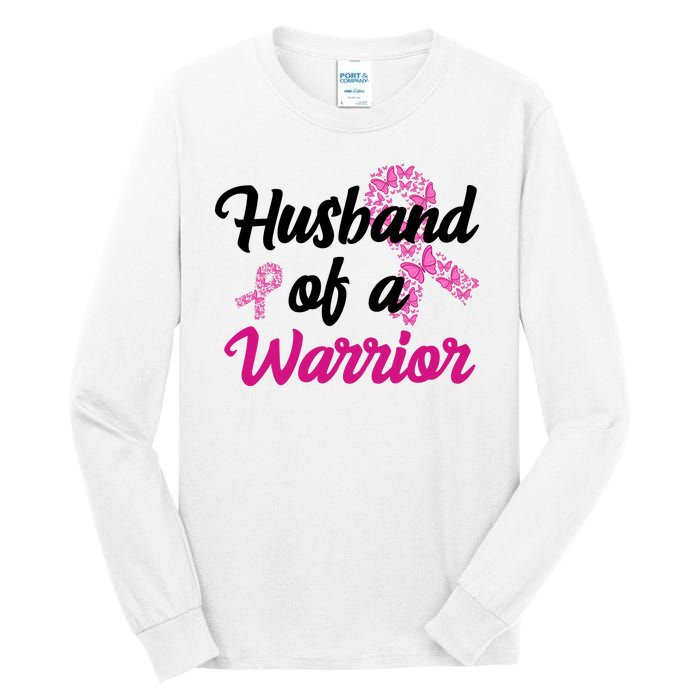 Husband Of A Warrior Breast Cancer Ribbon Tall Long Sleeve T-Shirt