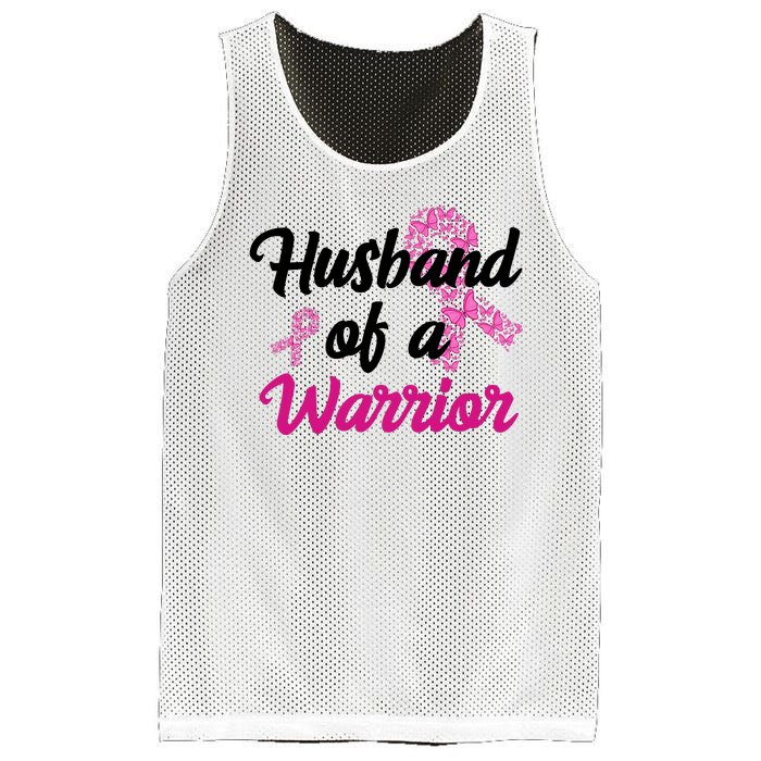 Husband Of A Warrior Breast Cancer Ribbon Mesh Reversible Basketball Jersey Tank