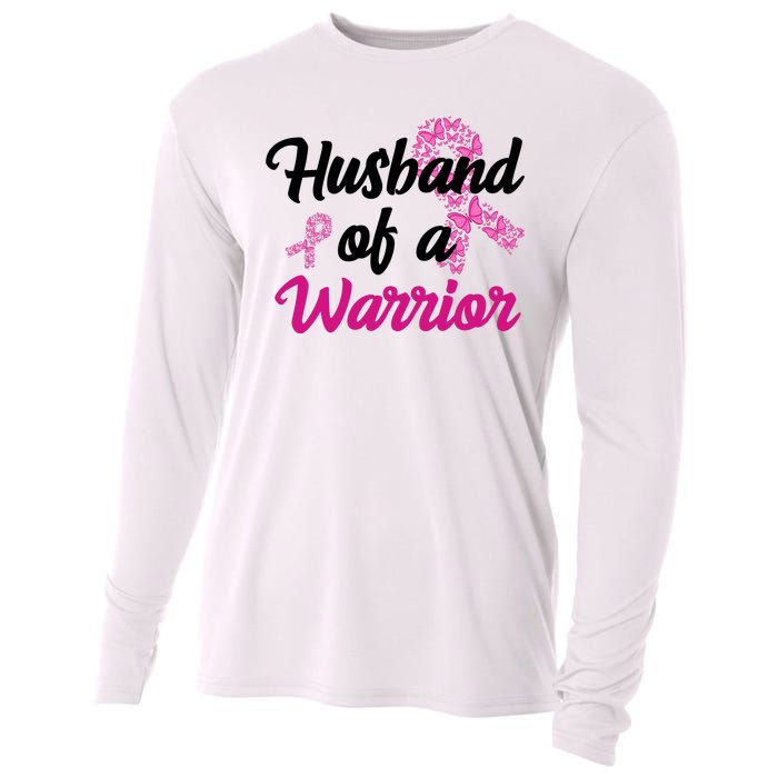 Husband Of A Warrior Breast Cancer Ribbon Cooling Performance Long Sleeve Crew