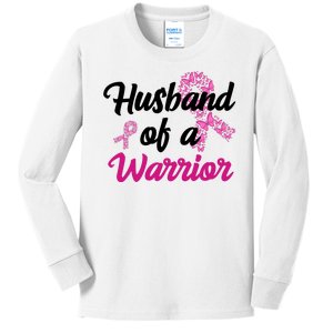 Husband Of A Warrior Breast Cancer Ribbon Kids Long Sleeve Shirt