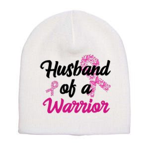 Husband Of A Warrior Breast Cancer Ribbon Short Acrylic Beanie