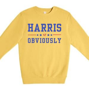 Harris. Obviously. A Vote For 2024 President Kamala Harris Premium Crewneck Sweatshirt