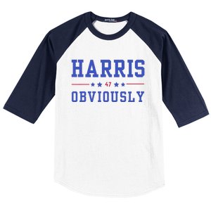 Harris. Obviously. A Vote For 2024 President Kamala Harris Baseball Sleeve Shirt