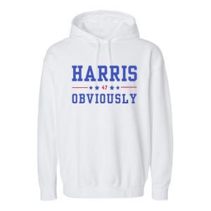 Harris. Obviously. A Vote For 2024 President Kamala Harris Garment-Dyed Fleece Hoodie