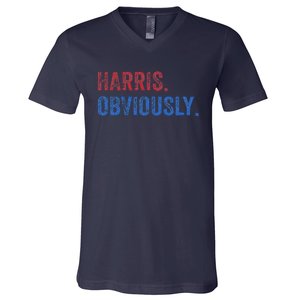 Harris. Obviously. A Vote For 2024 President Kamala Harris V-Neck T-Shirt