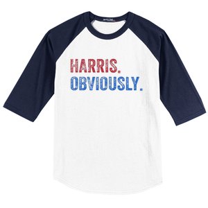 Harris. Obviously. A Vote For 2024 President Kamala Harris Baseball Sleeve Shirt