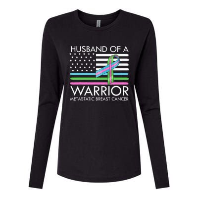 Husband Of A Warrior Metastatic Breast Cancer Awareness Womens Cotton Relaxed Long Sleeve T-Shirt