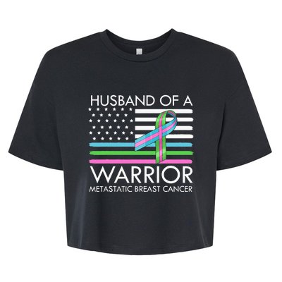 Husband Of A Warrior Metastatic Breast Cancer Awareness Bella+Canvas Jersey Crop Tee