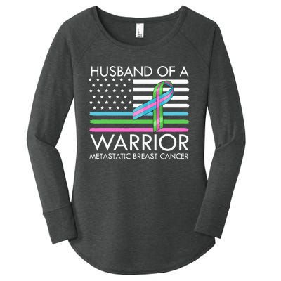 Husband Of A Warrior Metastatic Breast Cancer Awareness Women's Perfect Tri Tunic Long Sleeve Shirt