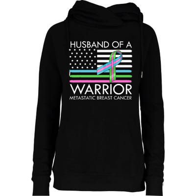 Husband Of A Warrior Metastatic Breast Cancer Awareness Womens Funnel Neck Pullover Hood